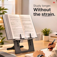 EasyRead Plus Book Stand for Table & Laptop Stand Combo, Adjustable Book Holder with 6 Height Levels, Foldable Ergonomic Laptop Stand for Hands-Free Reading, Study & Work Setup