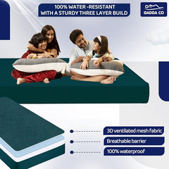 GADDA CO 100% Waterproof Premium Cotton Feel Mattress Protector King Size 78x72 Inch|Ultra Soft Breathable & Fitted Bed Protector Terry Cover Double Bed (6.5x6 feet, Fits 10 Inches, Grey)