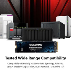 Gigastone 【NAS Certified】 High Endurance M.2 SSD 2TB (2-Pack) for Data Cache and Fast Boot, NVMe PCIe Gen3 Up to 2600MB/s, TLC Flash with SLC Caching, 24/7 Reliable for Gaming/PC/NAS, 5-Year Warranty