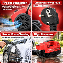 COSS MAX CM200HD High Pressure Washer for Car, Bike, Home & Garden Cleaning, 3800W Induction Motor, 200 Bar, 10 L/Min Flow, 7M Hose, Portable Car Washing Machine with Spray Gun