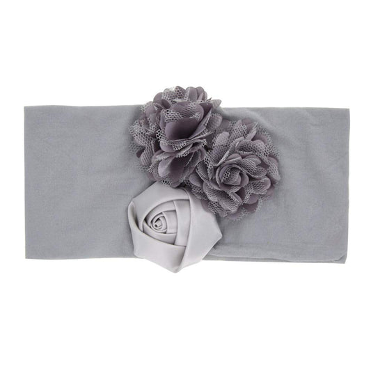 SYGA Baby Headbands Girls Rose Flower Nylon Strechable Hairbands For Newborn Infant Toddlers Kids 0-3 Year (Blue)