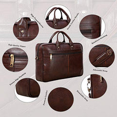 Hard Craft Vegan Leather Office Laptop Messenger and Shoulder Side Sling Hand Bag For Men Corporate Executive Briefcase Bag For Man Supports Laptop Upto 15.6 inches