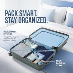 American Tourister 3PC PP Ivy 2.0-8 Wheel, Set (Small + Medium + Large) Hard Suitcase for Travel/Trolley Bag with Combination Lock & Smooth Sliding Double Wheel - Forest Green, 55 Cm, 68 Cm, 79 Cm