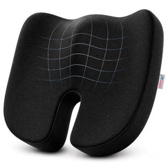 Grin Health Orthopedic Coccyx Seat Cushion | Memory Foam Ergonomic Seat for Tailbone Coccyx Support, Hip, Tailbone, Sciatica & Backpain Relief for Office Chair, Car Seat, Upto 100kg (Black)