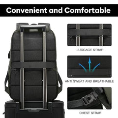 Red Lemon BANGE Venture 30L Laptop Backpack for Men & Women | Large Backpack with YKK Zippers | Water-Resistant, Durable Oxford & Nylon Fabric Fits 15.6" Laptops for Office & Travel (Black)