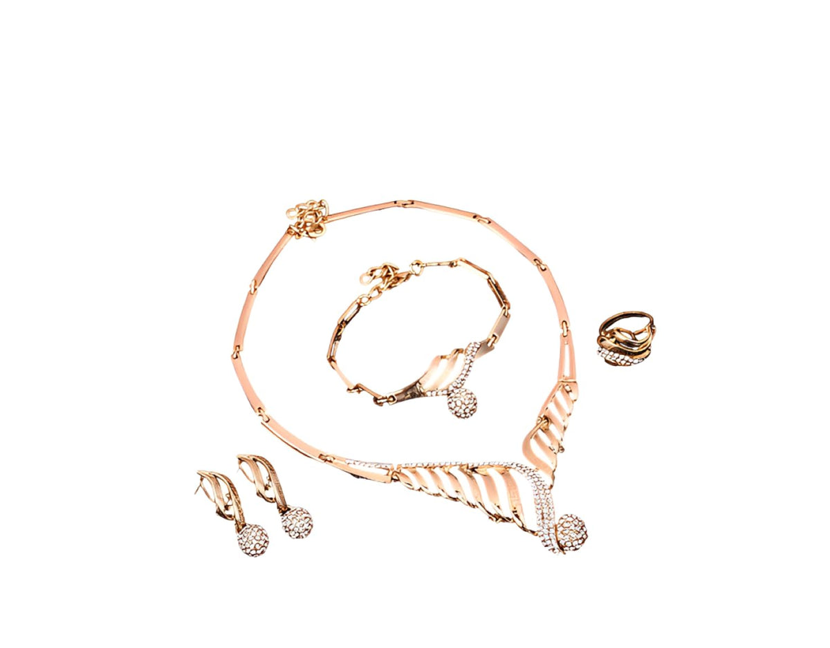 SYGA Four-Piece Jewelry Set Alloy Necklace,Earrings,Bracelet,Ring Set for Party Wedding Festive for Women & Girls Accessories