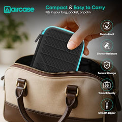 AirCase 2.5 Inch External Hard Drive Case with Shockproof EVA Hardshell & Soft Lining | Travel Organizer Pouch with Mesh Pocket, Zipper Closure for HDD/SSD, Earphones, Cable, Charger & Gadgets(Black)