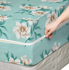 HOMEKART Premium Cotton 220TC 78 x 72 x 8 King Size Double Bed Mattress Cover Protector with Zip/Chain|Provides All Around Protection - 1 pc Multicolor (Grey, 78 x 72 x 8)