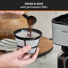 KRUPS Simply Brew Compact 5 Cup Coffee Maker: Stainless Steel Design, Pause & Brew, Keep Warm, Reusable Filter, Drip-Free Carafe