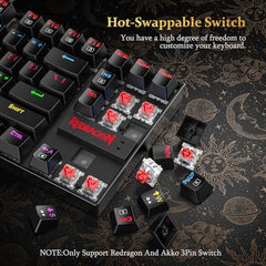 Redragon Kumara K552 Rainbow LED Backlit TKL Ten Key-Less Mechanical Wired Gaming Keyboard Without Numlock Keys (Black)
