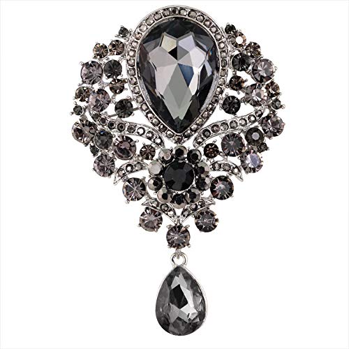 SYGA Brooch Pin Fashion Crystal Rhinestone Jewellery Pin Vintage Clothing Accessories Decoration Glass Pendant Gray Brooches For Women- S242