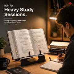EasyRead Plus Book Stand for Table & Laptop Stand Combo, Adjustable Book Holder with 6 Height Levels, Foldable Ergonomic Laptop Stand for Hands-Free Reading, Study & Work Setup