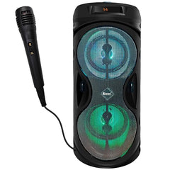 Target TT-BSM-444 Dual 4-inch Driver, Portable Rechargeable Bluetooth Speaker with RGB Light, Wired Karaoke Mic, TF Card, USB, AUX, C Type Charging Port, 50W, Black