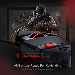 Redragon M612AK PRO RGB Gaming Mouse, 8000 DPI Wired/Wireless Optical Mouse with 9 Programmable Buttons & 7 Backlit Modes, BT & 2.4G Wireless, Software Supports DIY Keybinds Rapid Fire Button