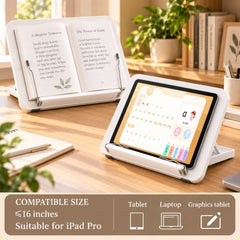 Sunchhaya Acrylic Book Stand for Reading – Clear Adjustable Book Holder with 360° Rotating Base, Foldable Reading Stand for Desk, Cookbook, Tablet & Laptop Stand, Height & Angle Adjustable (R22H)