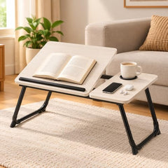 HOMERO Adjustable & Foldable Laptop Bed Table with Cup Holder -Brown