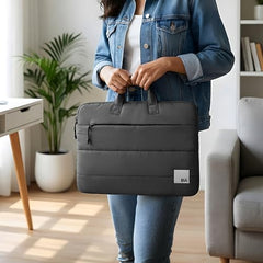 DailyObjects Stria Pro Laptop Bag with Handle| Recycled Durable Polyester | Compatible with Laptop/MacBook Air/Pro Upto 15 Inch| Water Resistant|Padded Compartment with Zip Closure -Black