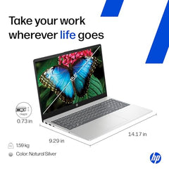 HP 15 Smartchoice, AMD Ryzen 3 7320U (8GB LPDDR5, 512GB SSD) FHD, Anti-Glare, Micro-Edge, 15.6''/39.6cm, Win11, M365 Basic(1yr)* Office24, Silver, 1.59kg, fc0500AU, FHD Camera w/Privacy Shutter Laptop