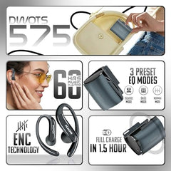ACwO DwOTS Sense Pro True Wireless Earbuds, 42dB ANC, Voice-First Mic System for Clear Calls, Skin-Friendly Ear Hooks, 12mm Drivers, Dual Pairing, Sweat Resistant, Advanced Bluetooth Ear Buds (Orange)