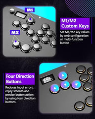 GuileKeys Arcade Fight Stick GK-16, All-Button Gamerfinger with Custom RGB & Turbo Functions, Arcade Controller for PC/PS4/PS3/Switch/Steam Game Keyboard Supports Hot Swap & SOCD