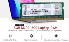 Consistent 8GB DDR3 1600 Laptop RAM, Plug-and-Play, No Additional Drivers Required with 3 Year Warranty