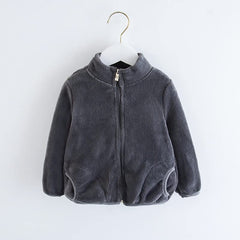 MOMISY Baby Boy & Girls Polyester Blend Round Neck Sweater Jacket Front Open Cardigan (3 to 4 Years, Grey)