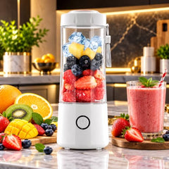 Juicer for Home ^ Lacossi Juicer Mixer Grinder with 1500mAh Battery, 6 Blades 3Gears Fast Blending, 2-Jar Capacity (400ml*2) | 40 Watts Bullet Rechargeable Portable Personal Juicer