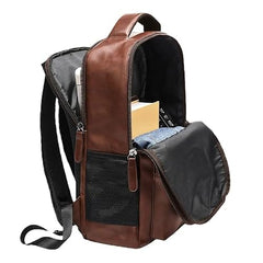 Treggo Premium 30L Anti-Theft Faux Leather Laptop Backpack for Men & Women, Water Resistant Large Travel Daypack, College School Office Casual Backpack with Laptop Compartment