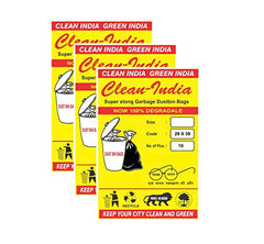 Clean India - Plastic Garbage Bags|6 Packs Of 30 Pcs | 19X21 Medium Disposable Garbage Trash Waste Dustbin Bags Of 54Cm X 48Cm (Ci19210008) - 180 Count