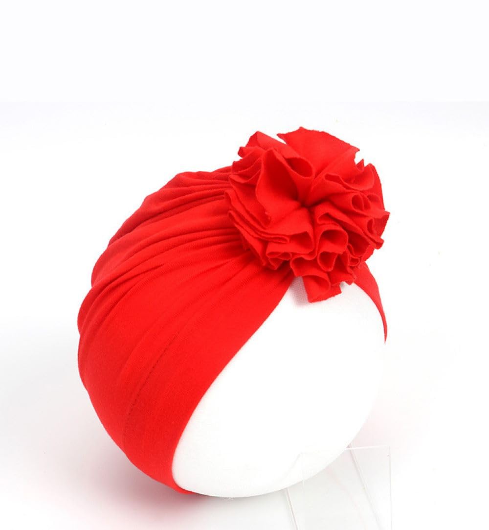 SYGA Unisex Baby Cap Nylon Cotton Flower Turban Hat Soft,Stretchable for Baby Cap 0-3 Years Black