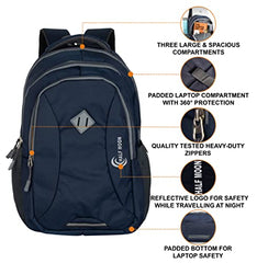 Half Moon 35L Laptop Bags for Men Office Use with Rain Cover | 17 inch Laptop Bag | Business Backpack Bags for Women | Reflective Night Safety School Bag for Boys & Girls