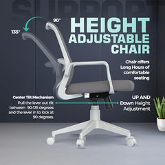 Da URBAN® Dysen Office Chair, High Back Mesh Ergonomic Home Office Desk Chair with 1 Year Warranty,Tilt Lock Mechanism (Grey)