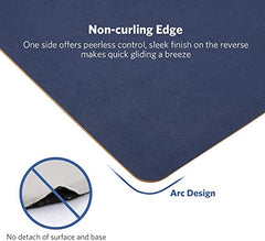 Dyazo Vegan PU Leather Mouse Pad for Remote Work/Office/Gaming, Large Desk Mat, Dual-Sided Anti-Slip, Water-Resistant Design (800 x 300mm, Navy Blue & Yellow)