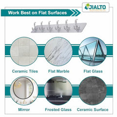 JIALTO 1 Pcs Wall Hanger Hooks | Strong Self Adhesive Magic Sticker Hook for Clothes, Towels & Accessories | 6 Hook Strip for Home, Bathroom & Kitchen - Transparent