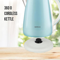 Havells Electric Kettle Altro 1250 Watts 1.5 liters, Double Layered Cool Touch Outer Body | 304 Rust Resistant SS Inner Body with Auto Shut Off | Wider Mouth | 2 Yr Manufacturer Warranty (Black)