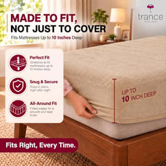 Trance Home Linen Premium 220 GSM+ 72"x36" Single Bed Size Cotton Terry Waterproof Mattress Protector | Elasticated Fitted Non-Toxic Bed Protector | Single Bed Mattresses Cover 72x36 inch, Brown