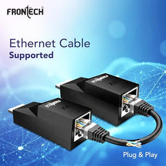 Frontech HDMI Extender 30M | Full HD 1080p@60Hz | HDMI Over Cat5e/Cat6 | Plug & Play | No Power Required | Wide Compatibility | 2 Year Warranty (NC-0080)