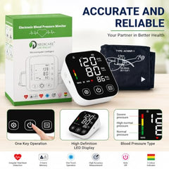D MEDICARE Rechargeable Blood Pressure Monitor, Glucometer Set & Infrared Thermometer Combo | Home Health Care Kit | BP, Blood Sugar & Temperature Monitoring (RECOMB-110)