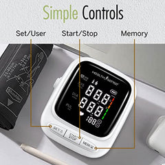 HealthSense Heart-Mate BP144 Upper Arm Automatic Digital Talking Blood Pressure Monitor, Heart Rate Machine & Pulse Checking meter for Accurate Home Monitoring with 1 Year Warranty, Batteries Included (White)