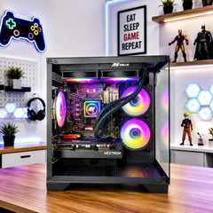 CHIST Gaming Desktop PC, AMD Ryzen 5 5500, 16GB DDR4 RAM, 512GB NVMe SSD, 650W PSU, Liquid Cooling with RGB Fans, Wi-FI Bluetooth,Windows 11 Pro. (RX 7600 8GB)