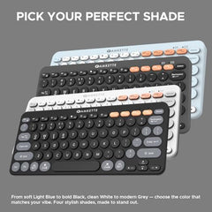 Amkette New and Improved Optimus BT 4-in-1 Multi-Device Wireless Keyboard, Pop Keys, Bluetooth, One-Click Device Switching, AI Access, Dual OS Layout, Windows, macOS, Android & iOS Compatible, Black