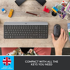 Logitech MK470 Slim Wireless Keyboard and Mouse Combo - Modern Compact Layout, Ultra Quiet, 2.4 GHz USB Receiver, Plug n' Play Connectivity, Compatible with Windows - Graphite