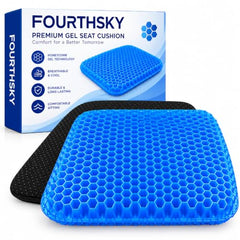Medical Grade Gel Seat Cushion | Honeycomb Orthopedic Chair Cushion | Breathable Cooling Seat Pad | Non Slip Washable Cover | Office Car Wheelchair Travel Support | Pressure Relief Cushion | Blue