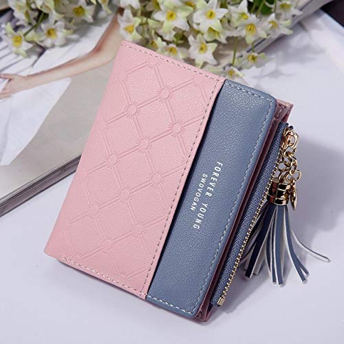 SYGA Pink/PU Leather/Bifold Wallet/Card Holder/Clutch/Purse for Women/Ladies/Female/Pack of 2 pieces/Size: 11 * 9 CM