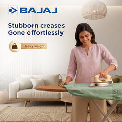 Bajaj DHX-9 1000W Heavy Weight Dry Iron | Advance Soleplate And Anti-Bacterial German Coating Technology | Multiple Temperature Levels | 2 Yr Warranty 【Ivory】