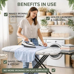 STEFFAN Heavy Duty Vertical Ironing Board, Foldable, 19 mm Metal Bracket, Adjustable Height, Pure Cotton Cover, Lattice Design | Clothes Iron Table| Home Laundry Accessory | 111x30 cm, Pink