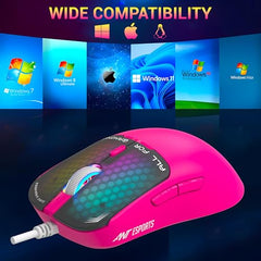 Ant Esports Virtus100 Wired RGB Gaming Mouse | Light Weight |6D Durable Buttons | High Performance Up to 12800 DPI 1000Hz Polling Rate | AI Sensor | 20M Click | Software Support Esports Mouse_ White