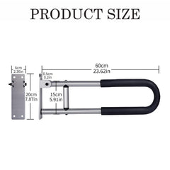 MOMISY Wall Mounted Flip up/Folding Aluminum Grab Bar Rails 23.6 Inch Toilet Handrails Bathroom Safety Bar Hand Support for Senior Citizen Injured and Handicapped (1)