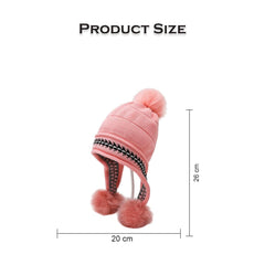 MOMISY Girl's Winter Warm Pom-Pom Balaclava Hat Full Cover Earflap Hood Cap_5-10 Years (Pink)