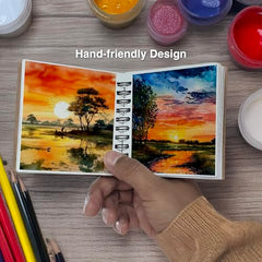 The Crafthives Van Gogh Starry Night Pocket Sketchbook | Wooden Hardcover Mini Art Book | 250 GSM Paper | Spiral Bound Travel Sketch Pad for Watercolour & Mixed Media